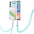 For Samsung Galaxy A05s Electroplating Marble Dual-side IMD Phone Case with Lanyard(Green 004) - 1