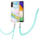 For Samsung Galaxy A55 Electroplating Marble Dual-side IMD Phone Case with Lanyard(Green 004) - 1