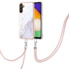 For Samsung Galaxy A55 Electroplating Marble Dual-side IMD Phone Case with Lanyard(White 006) - 1