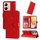 For vivo Y78 5G Foreign Embossed Sunflower Leather Phone Case(Red) - 1