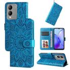 For vivo Y17s Embossed Sunflower Leather Phone Case(Blue) - 1