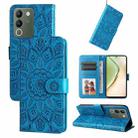 For vivo Y200 / V29e Global Embossed Sunflower Leather Phone Case(Blue) - 1