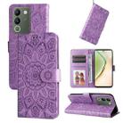 For vivo Y200 / V29e Global Embossed Sunflower Leather Phone Case(Purple) - 1