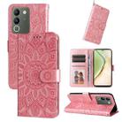 For vivo Y200 / V29e Global Embossed Sunflower Leather Phone Case(Rose Gold) - 1