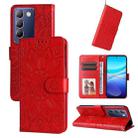 For vivo Y100 IDN / Y200e 5G Global Embossed Sunflower Leather Phone Case(Red) - 1