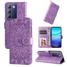 For vivo Y100 IDN / Y200e 5G Global Embossed Sunflower Leather Phone Case(Purple) - 1