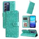 For vivo Y100 IDN / Y200e 5G Global Embossed Sunflower Leather Phone Case(Green) - 1