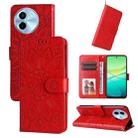 For vivo Y38 5G / T3x 5G Global Embossed Sunflower Leather Phone Case(Red) - 1