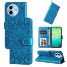 For vivo Y38 5G / T3x 5G Global Embossed Sunflower Leather Phone Case(Blue) - 1