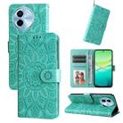 For vivo Y38 5G / T3x 5G Global Embossed Sunflower Leather Phone Case(Green) - 1