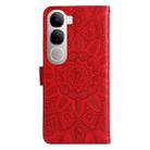 For vivo V40 Lite 4G / 5G IDN Embossed Sunflower Leather Phone Case(Red) - 3