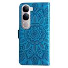 For vivo V40 Lite 4G / 5G IDN Embossed Sunflower Leather Phone Case(Blue) - 3