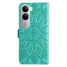 For vivo V40 Lite 4G / 5G IDN Embossed Sunflower Leather Phone Case(Green) - 3