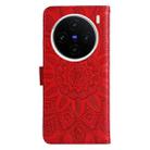 For vivo X200 Embossed Sunflower Leather Phone Case(Red) - 3