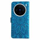 For vivo X200 Embossed Sunflower Leather Phone Case(Blue) - 3