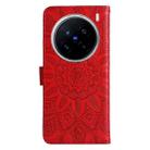 For vivo X200 Pro Embossed Sunflower Leather Phone Case(Red) - 3