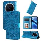 For vivo X200 Pro Embossed Sunflower Leather Phone Case(Blue) - 1