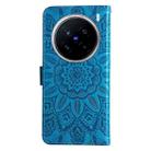 For vivo X200 Pro Embossed Sunflower Leather Phone Case(Blue) - 3