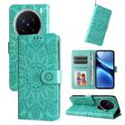 For vivo X200 Pro Embossed Sunflower Leather Phone Case(Green) - 1