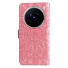 For vivo X200 Pro Embossed Sunflower Leather Phone Case(Rose Gold) - 3
