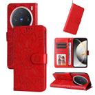 For vivo X200 Pro mini Embossed Sunflower Leather Phone Case(Red) - 1