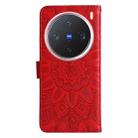 For vivo X200 Pro mini Embossed Sunflower Leather Phone Case(Red) - 3
