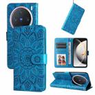 For vivo X200 Pro mini Embossed Sunflower Leather Phone Case(Blue) - 1