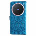 For vivo X200 Pro mini Embossed Sunflower Leather Phone Case(Blue) - 3