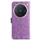 For vivo X200 Pro mini Embossed Sunflower Leather Phone Case(Purple) - 3