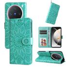 For vivo X200 Pro mini Embossed Sunflower Leather Phone Case(Green) - 1