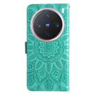 For vivo X200 Pro mini Embossed Sunflower Leather Phone Case(Green) - 3