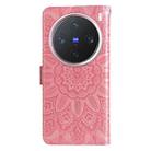 For vivo X200 Pro mini Embossed Sunflower Leather Phone Case(Rose Gold) - 3