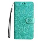 For vivo Y19s Embossed Sunflower Leather Phone Case(Green) - 2