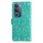 For vivo Y19s Embossed Sunflower Leather Phone Case(Green) - 3