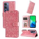 For vivo Y19s Embossed Sunflower Leather Phone Case(Rose Gold) - 1