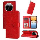 For vivo Y300 Pro Embossed Sunflower Leather Phone Case(Red) - 1