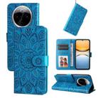 For vivo Y300 Pro Embossed Sunflower Leather Phone Case(Blue) - 1