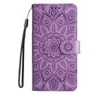 For vivo Y300 Pro Embossed Sunflower Leather Phone Case(Purple) - 2