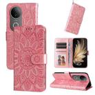 For vivo S20 Embossed Sunflower Leather Phone Case(Rose Gold) - 1
