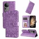 For vivo S20 Pro Embossed Sunflower Leather Phone Case(Purple) - 1