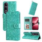 For vivo V50 Lite 4G / 5G Embossed Sunflower Leather Phone Case(Green) - 1
