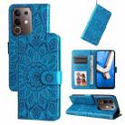 For vivo Y29 4G Embossed Sunflower Leather Phone Case(Blue) - 1
