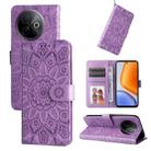 For vivo Y39 5G / Y300i Embossed Sunflower Leather Phone Case(Purple) - 1