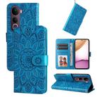 For vivo Y400 Pro 5G / V40e / iQOO Z9s Embossed Sunflower Leather Phone Case(Blue) - 1