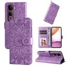 For vivo Y400 Pro 5G / V40e / iQOO Z9s Embossed Sunflower Leather Phone Case(Purple) - 1