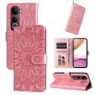 For vivo Y400 Pro 5G / V40e / iQOO Z9s Embossed Sunflower Leather Phone Case(Rose Gold) - 1