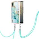 For Nokia C31 Electroplating Marble Dual-side IMD Phone Case with Lanyard(Green 003) - 1