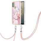 For Nokia C31 Electroplating Marble Dual-side IMD Phone Case with Lanyard(Rose Gold 005) - 1