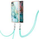 For Nokia C12 Electroplating Marble Dual-side IMD Phone Case with Lanyard(Green 003) - 1