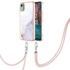 For Nokia C12 Electroplating Marble Dual-side IMD Phone Case with Lanyard(White 006) - 1